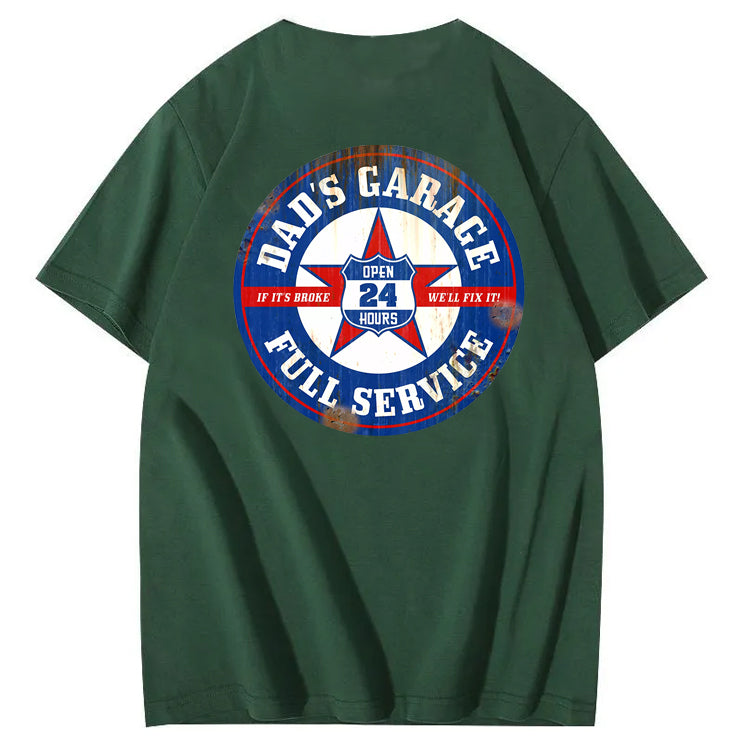 Dad's Garage Full Service If It's Broke We'll Fix It Printed Men's T-shirt