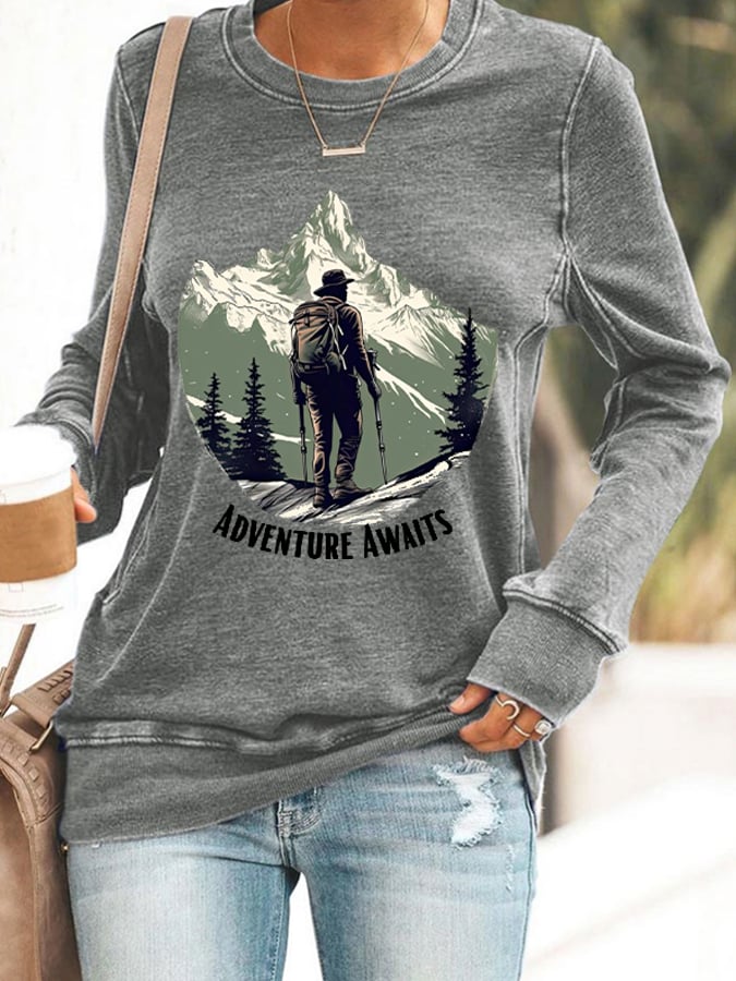 Women's Adventure Awaits Hiking Print Sweatshirt