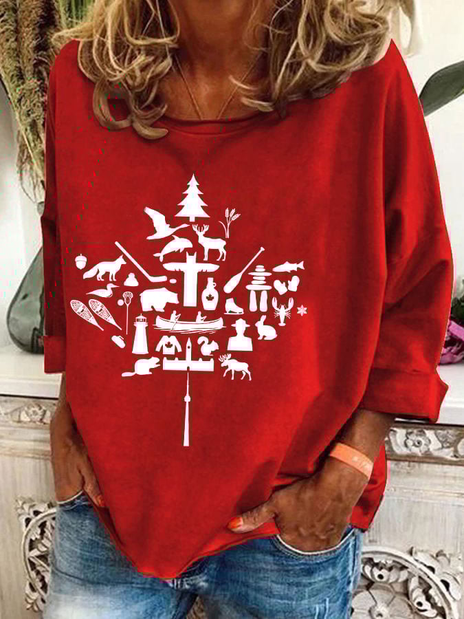 Women's Canadian Maple Leaf Print Sweatshirt