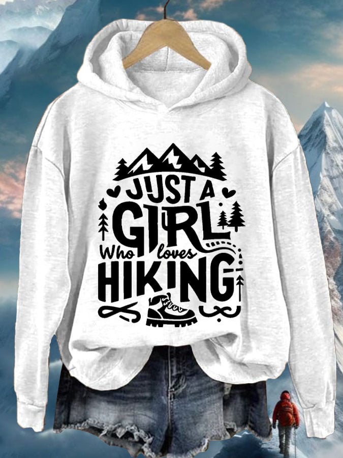 Women's Just A Girl Who Loves Hiking Print Casual Sweatshirt