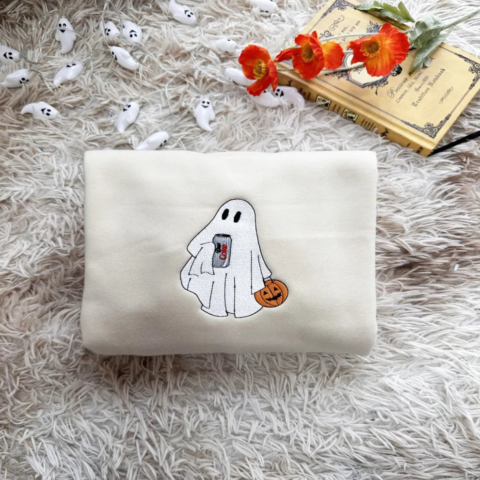 Ghost Drinking Embroidered Sweatshirt