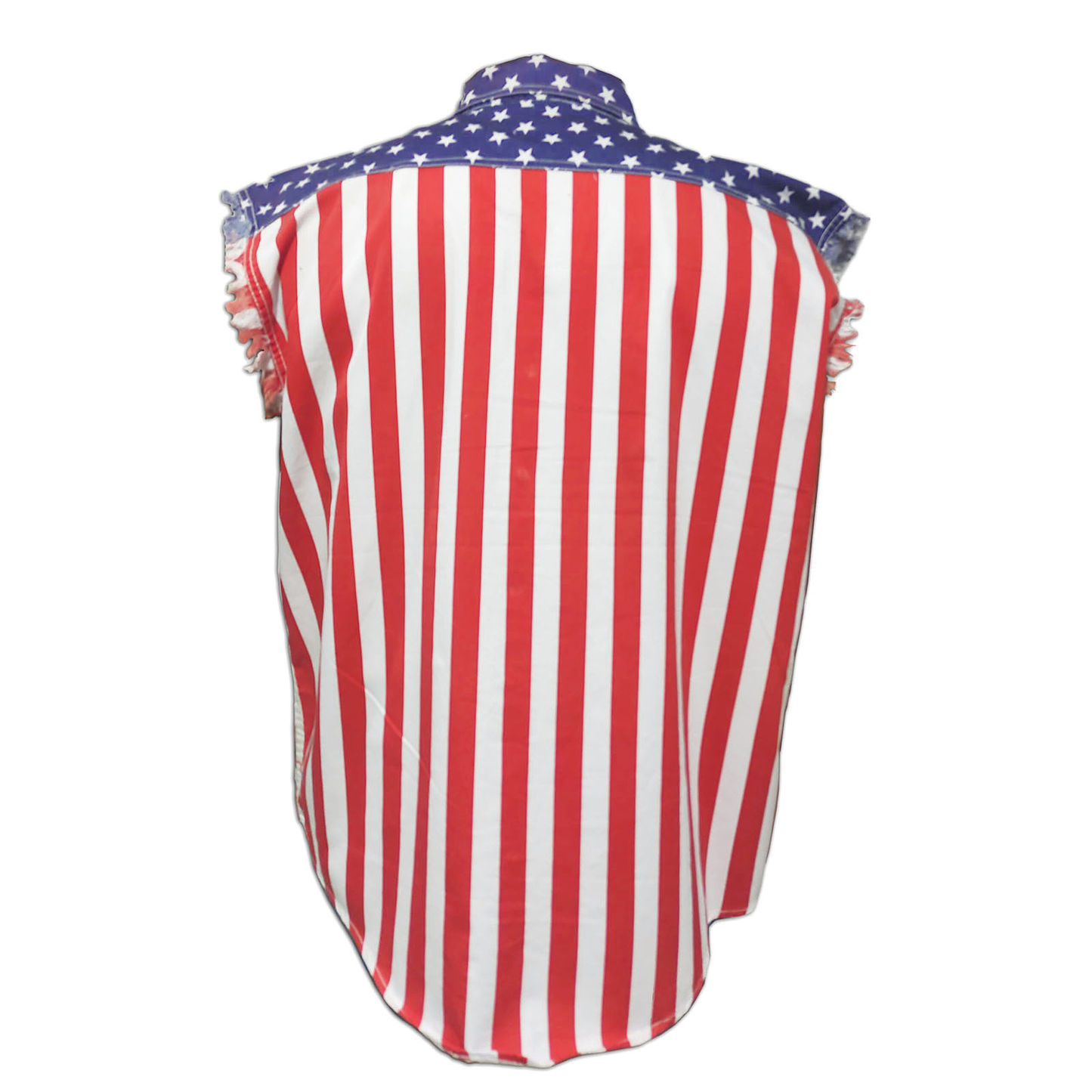 Men'S Independence Day Denim Tank Top Button Down Work Jacket