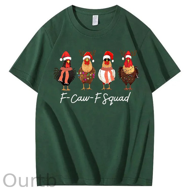 F-Caw-F Squad Chicken Christmas 100% Cotton T-Shirt