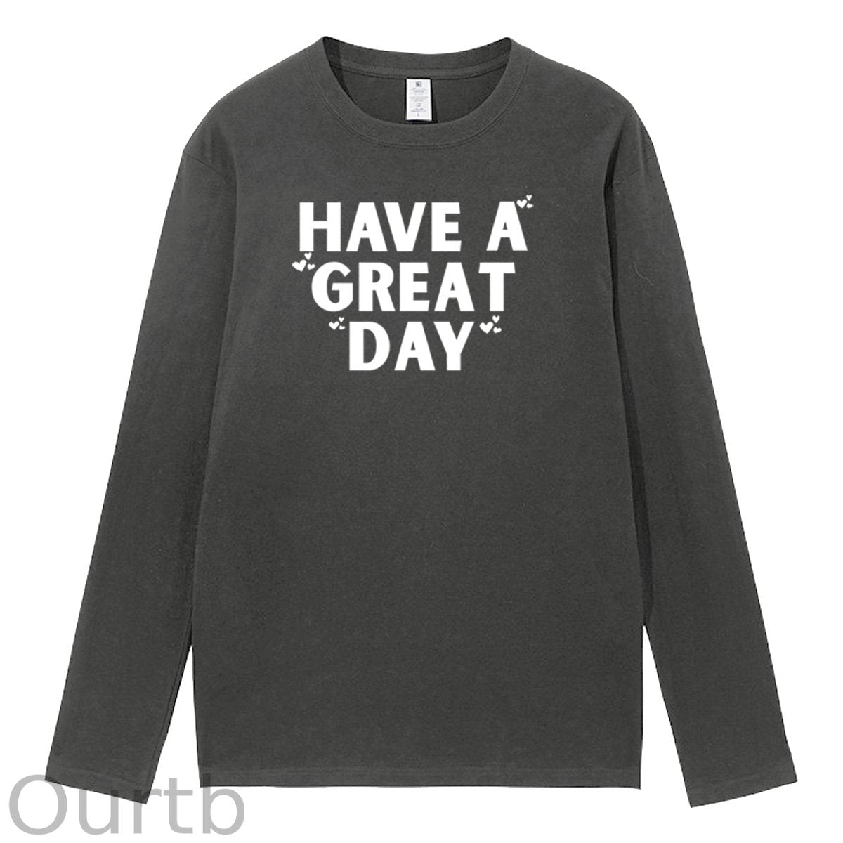 Have A Great Day Pattern Pattern Long Sleeve 100% Cotton T-Shirt