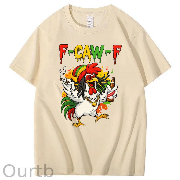 F-Caw-F What Beer Chicken Pattern100% Cotton T-Shirt
