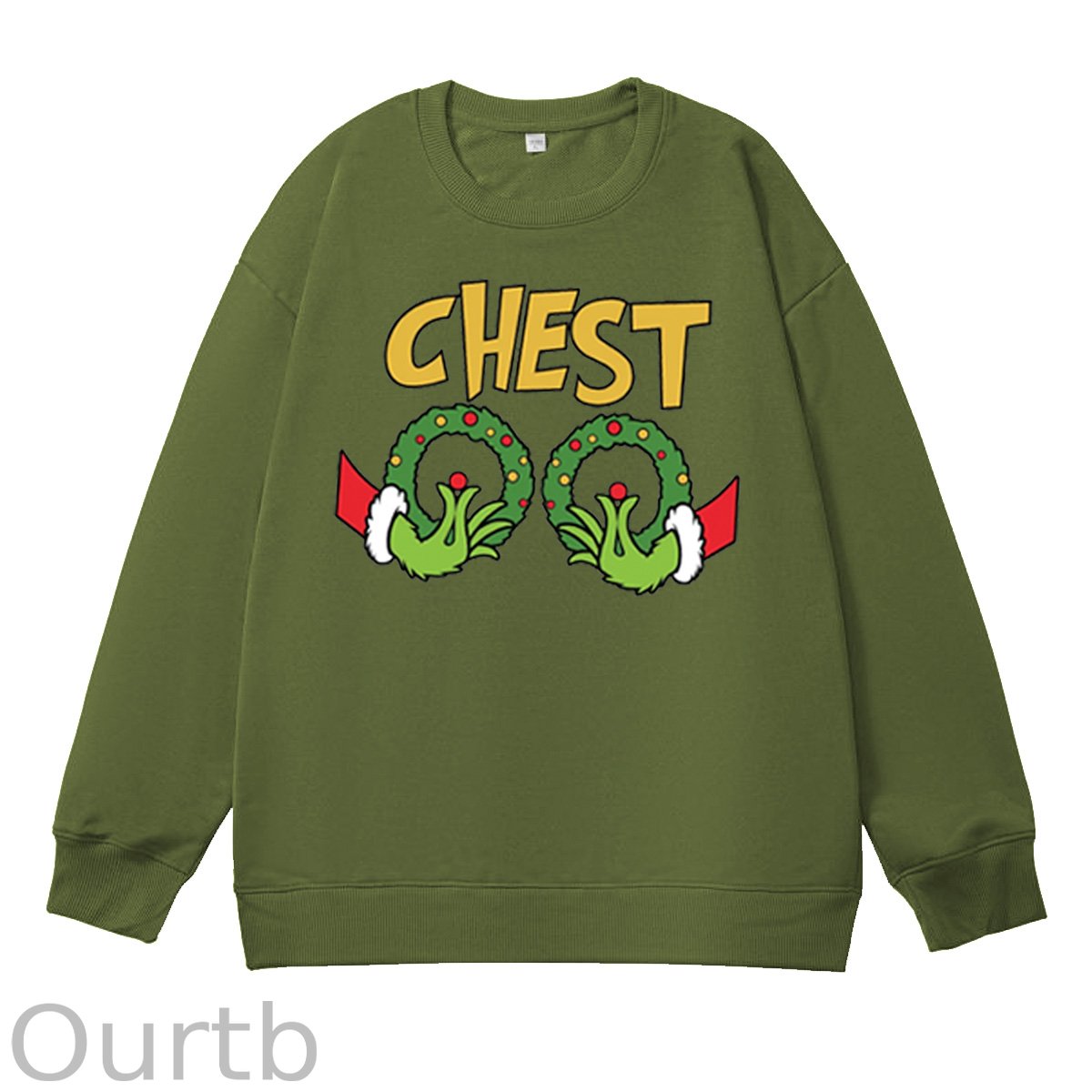 Christmas Couple Funny Pattern 100% 300g CottonCrew Neck Sweatshirt