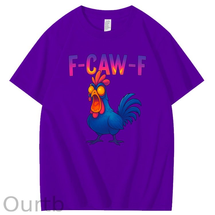 F-Caw-F Color Gradient Chicken Pattern100% Cotton T-Shirt