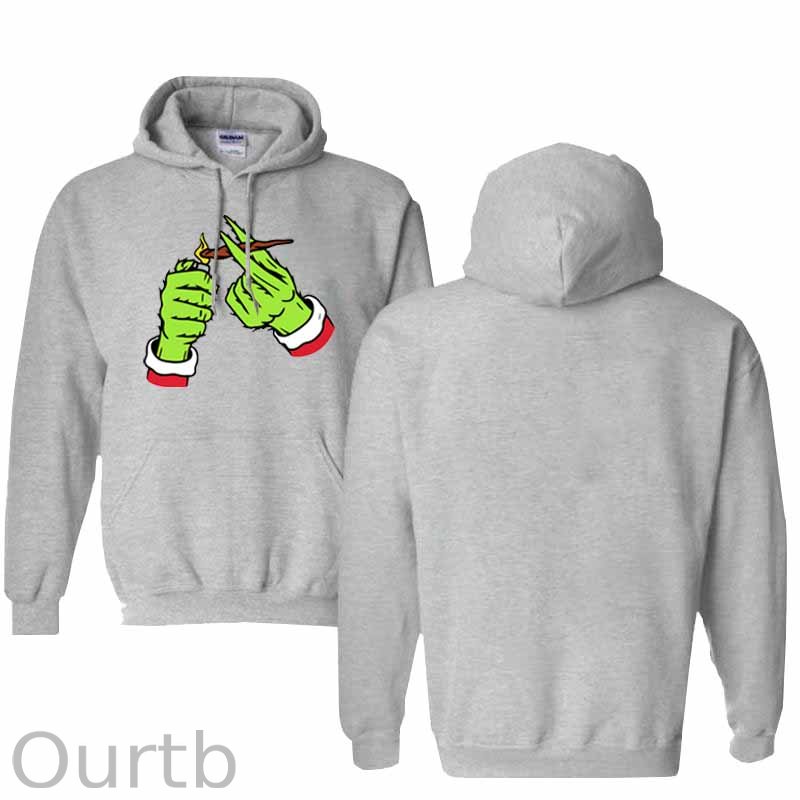 Christmas Green Hairy Monster Hand Pattern 100% 300g Cotton Classic Hoodie