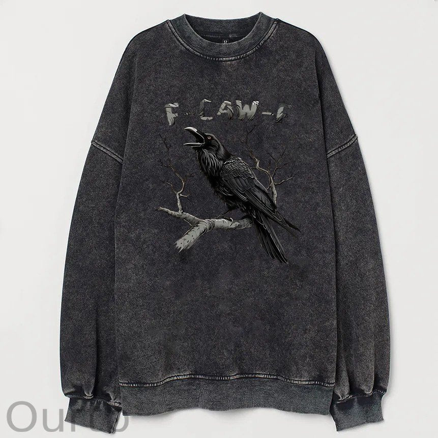 F-Caw-F Crow Cotton Washed Long Sleeve Sweatshirt/Shirt