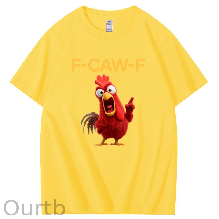F-Caw-F Angry Chicken Pattern100% Cotton T-Shirt