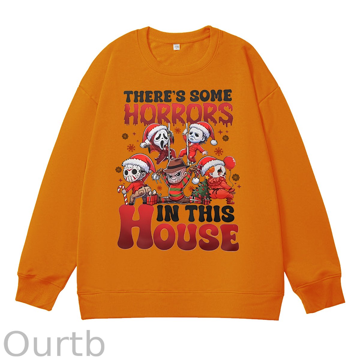 Christmas Horrors Pattern 100% 300g Cotton Crew Neck Sweatshirt