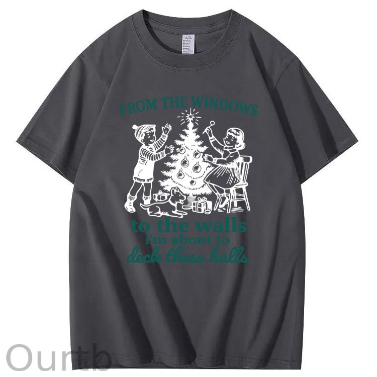 Christmas To The Walls Pattern100% Cotton T-Shirt