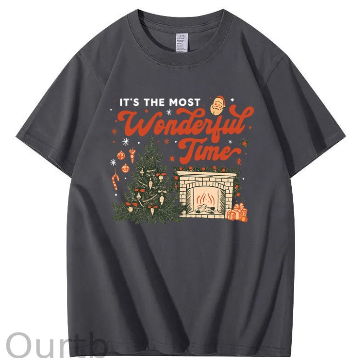 Christmas Wonderful Time Pattern100% Cotton T-Shirt