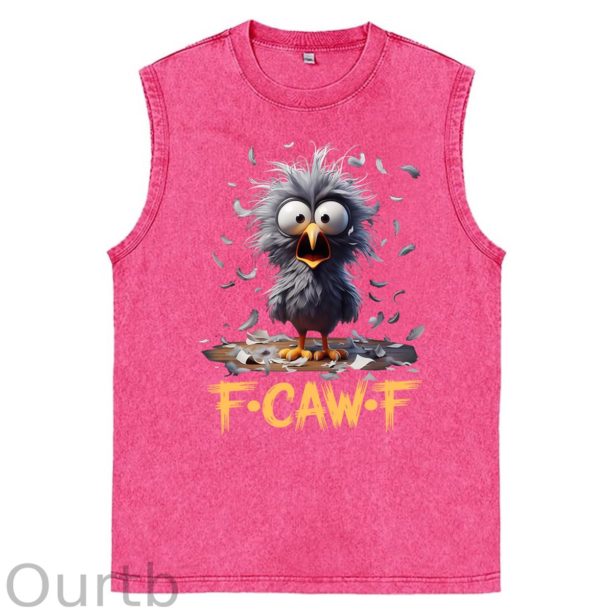 Funny F-Caw-F Chicken Print Washed Cotton Sleeveless Tank Tops