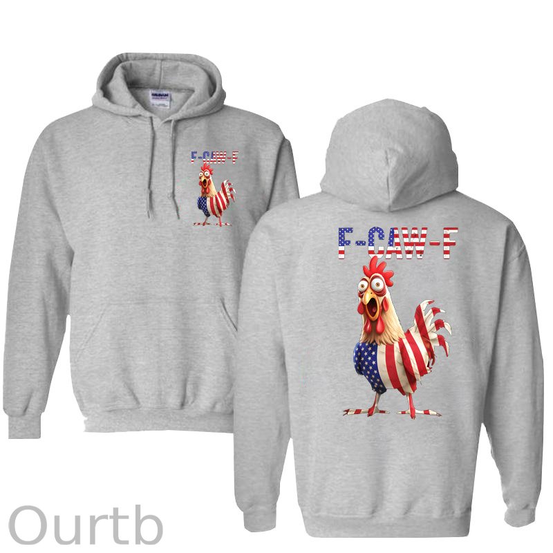 F-Caw-F Shocked American Chicken Pattern 100% 300g Cotton Classic Hoodie