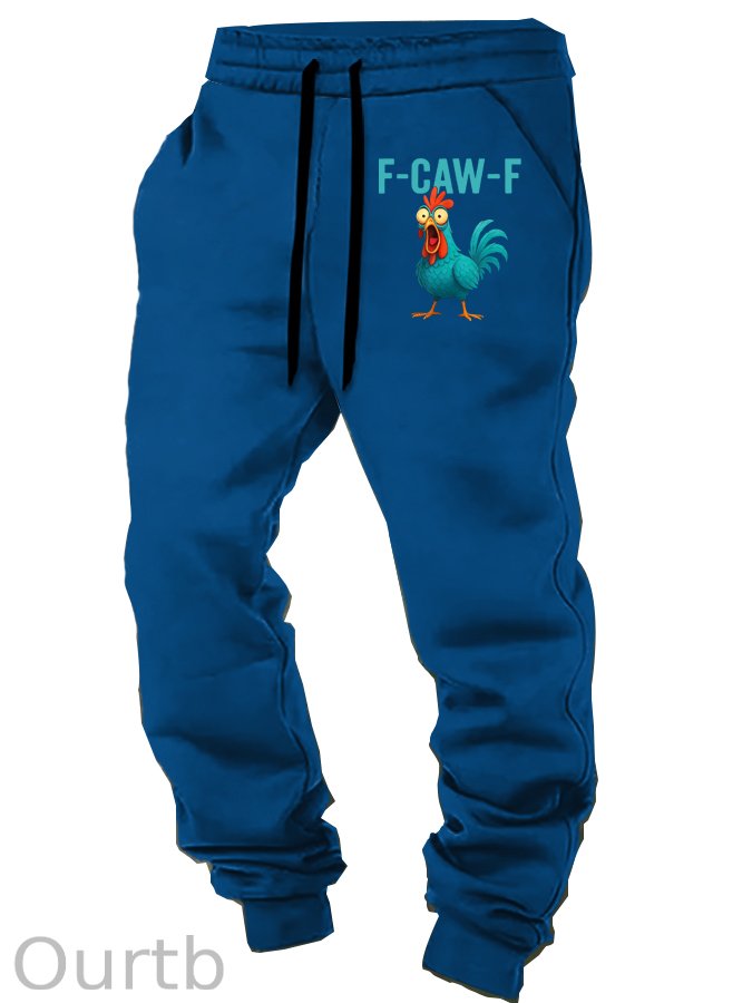 Funny Rooster Chicken F-Caw-F Chicken Pattern Print Casual Sweatpants
