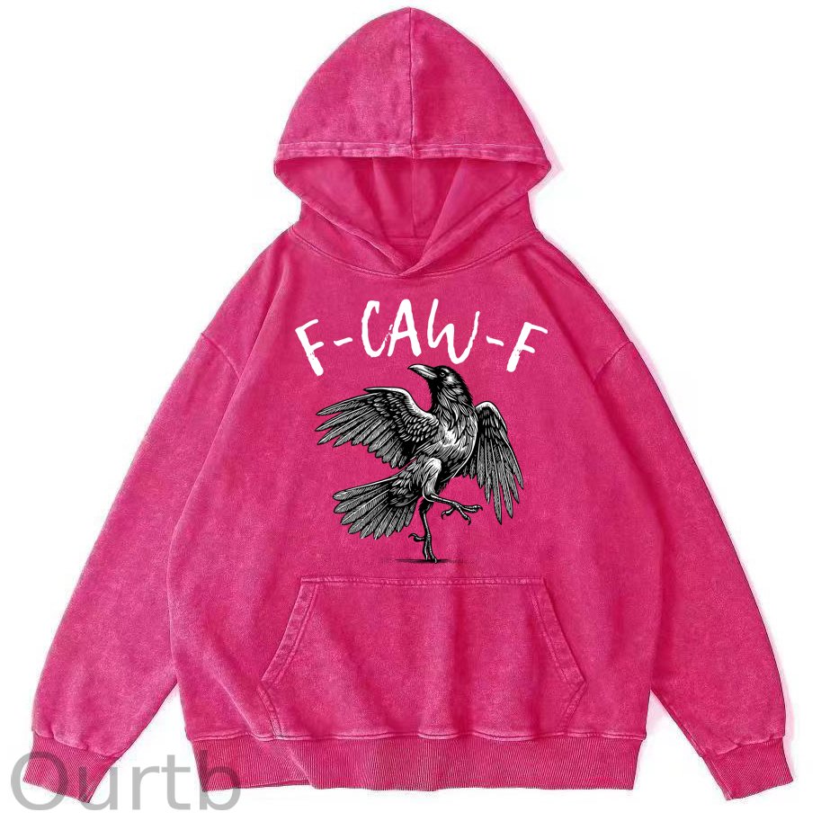 F-Caw-F Crow 100% 300g Cotton Washed Hooded Sweatshirt