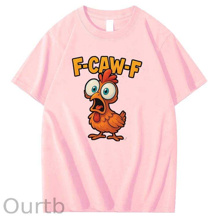 F-Caw-F Shock Chicken Pattern100% Cotton T-Shirt