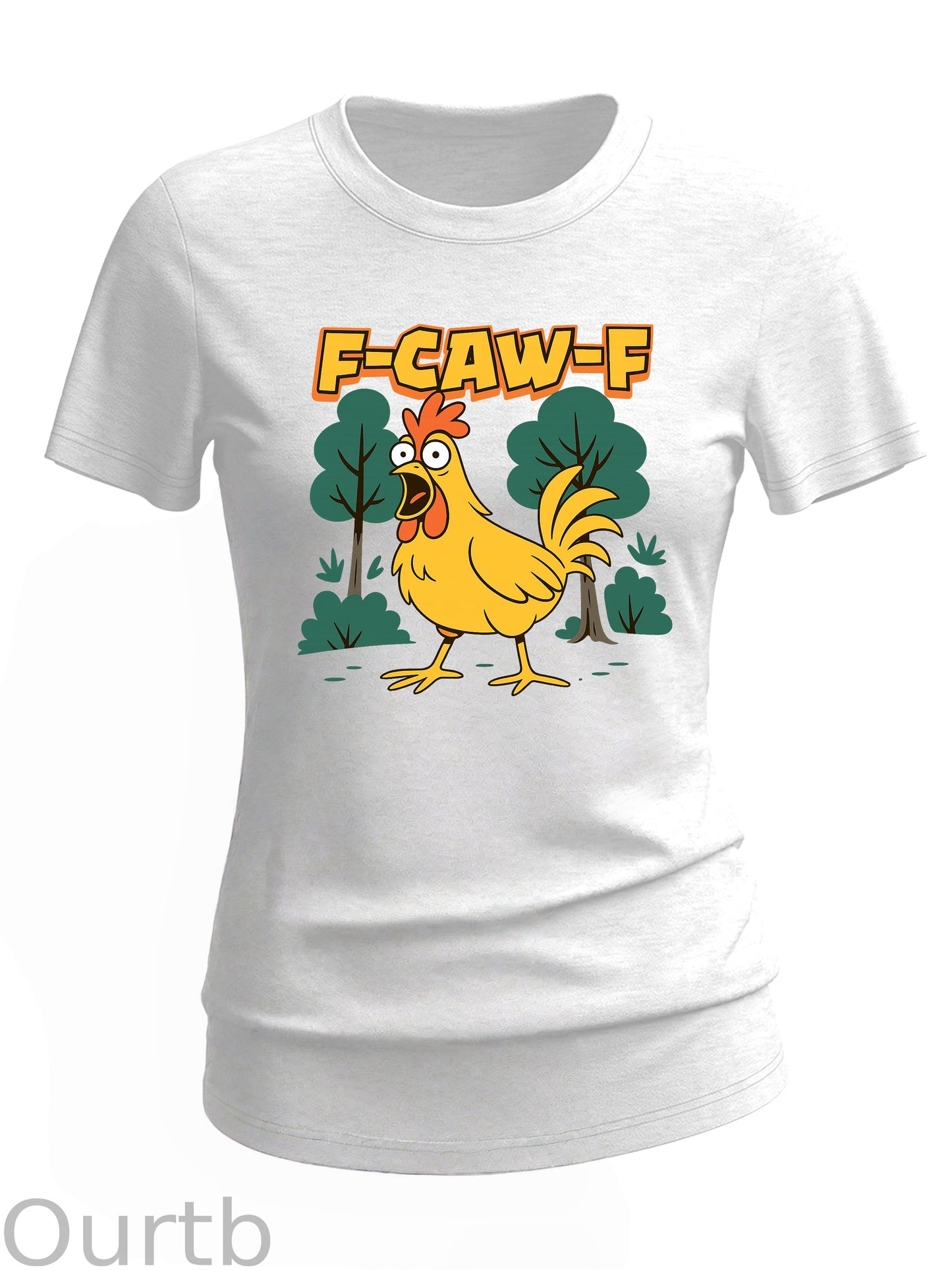 F-Caw-F Crazy Shocked Chicken Pattern 100% Cotton T-Shirt