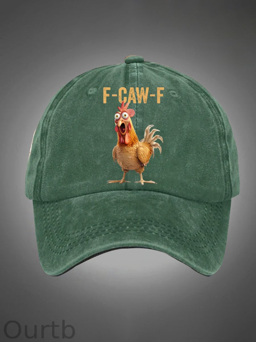 F-Caw-F Chicken Pattern Washed Hats