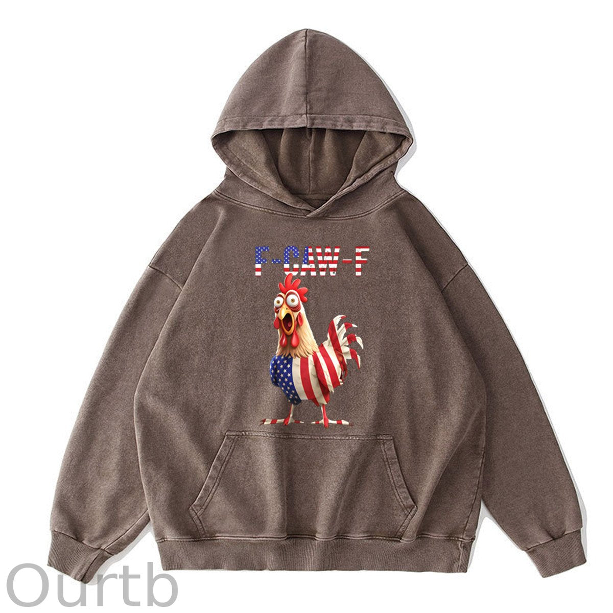 F-Caw-F Shocked American Chicken Pattern Washing And Aging Process 100% 300g Cotton Classic Hoodie