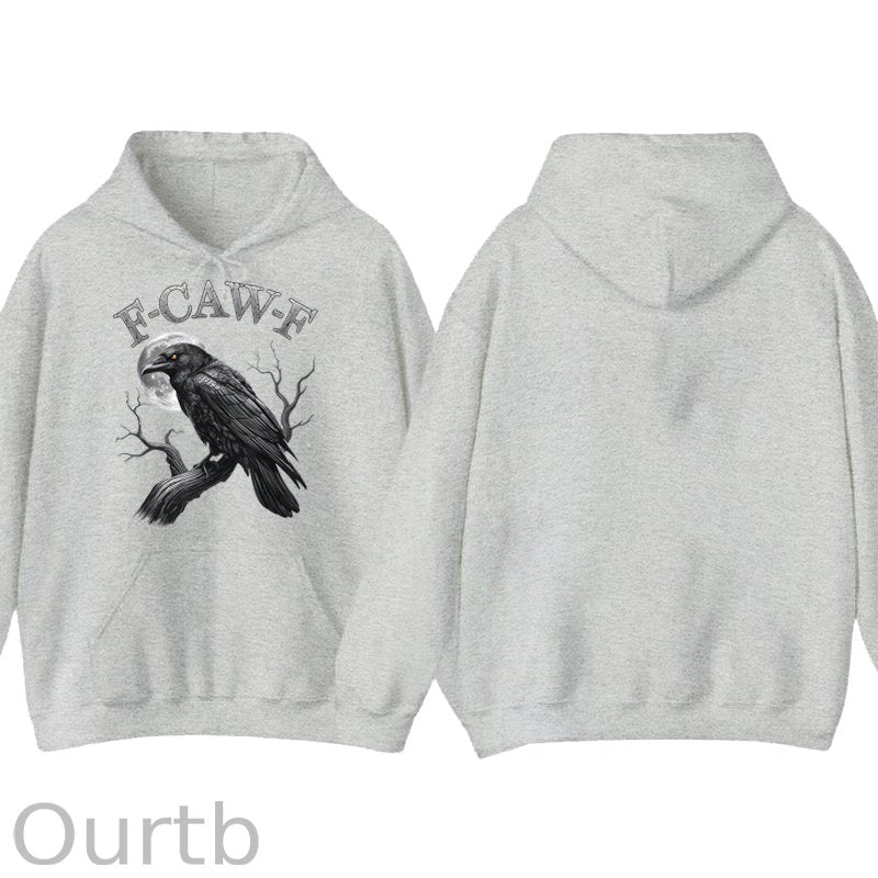 F-Caw-F Crow Cotton Fleece Hooded Sweatshirt