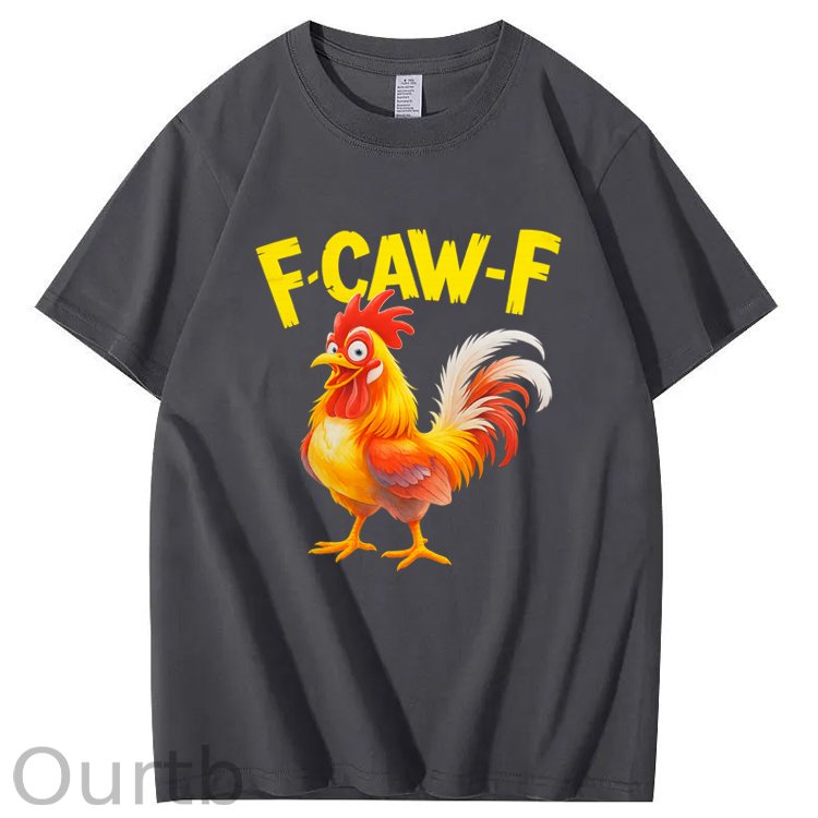 F-Caw-F Happy Chicken Pattern100% Cotton T-Shirt