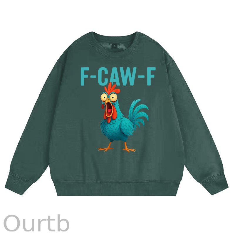 Funny Rooster Chicken F-Caw-F Chicken 100% Cotton Fleece Sweatshirt