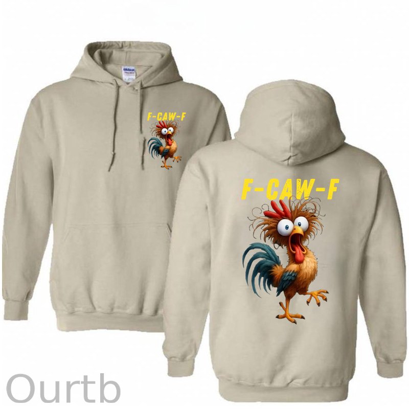 F-Caw-F Crazy Chicken Pattern 100% 300g Cotton Classic Hoodie