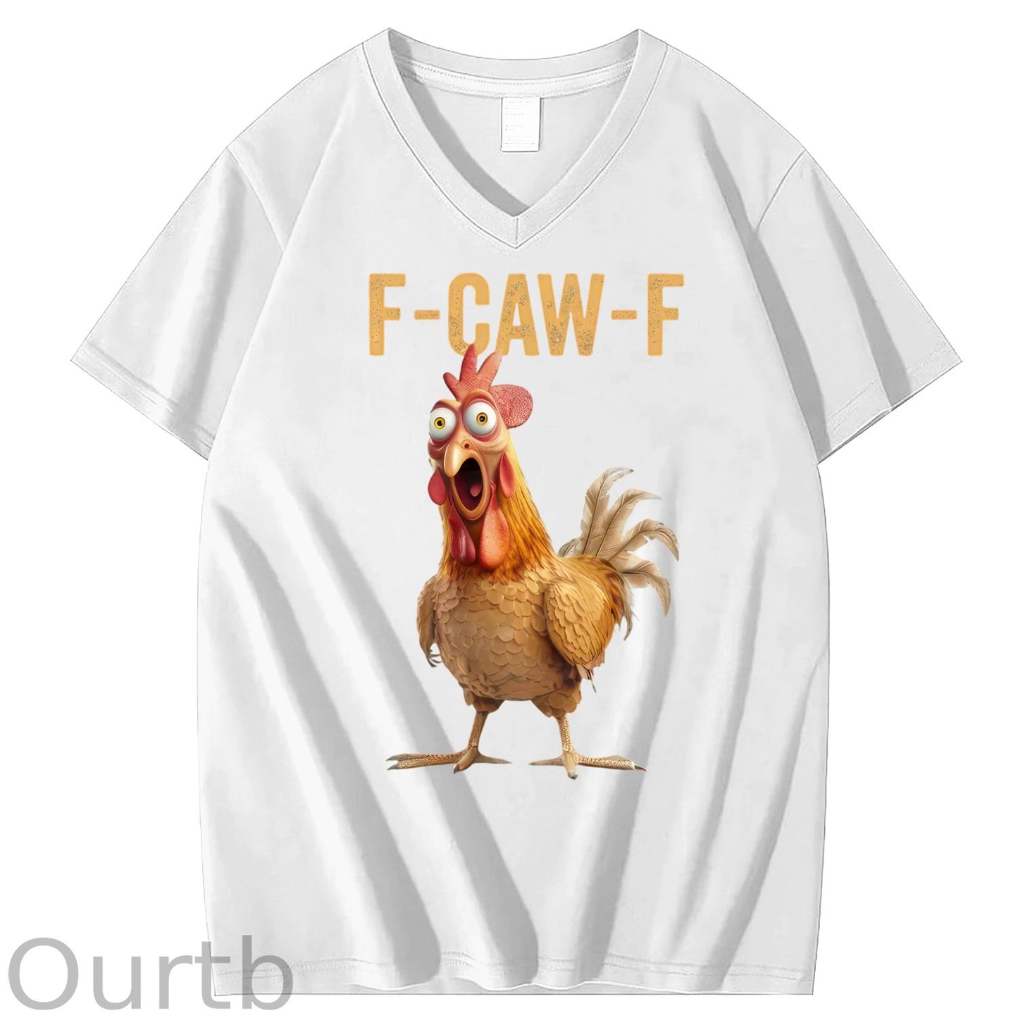 F-Caw-F Chicken 100% Cotton V Neck T-Shirt