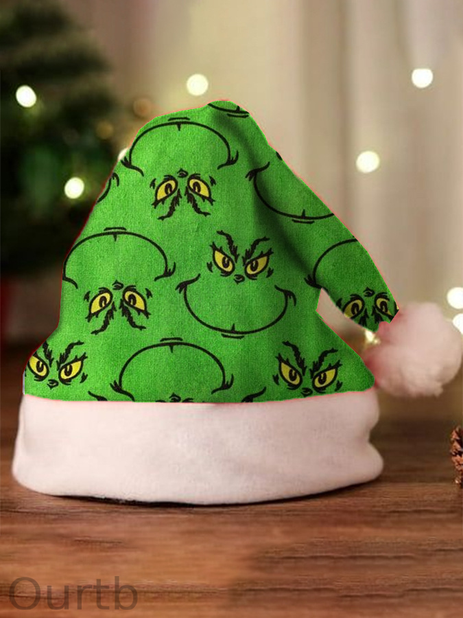 Green Monster Christmas Decoration Party Dress Up Santa Hat