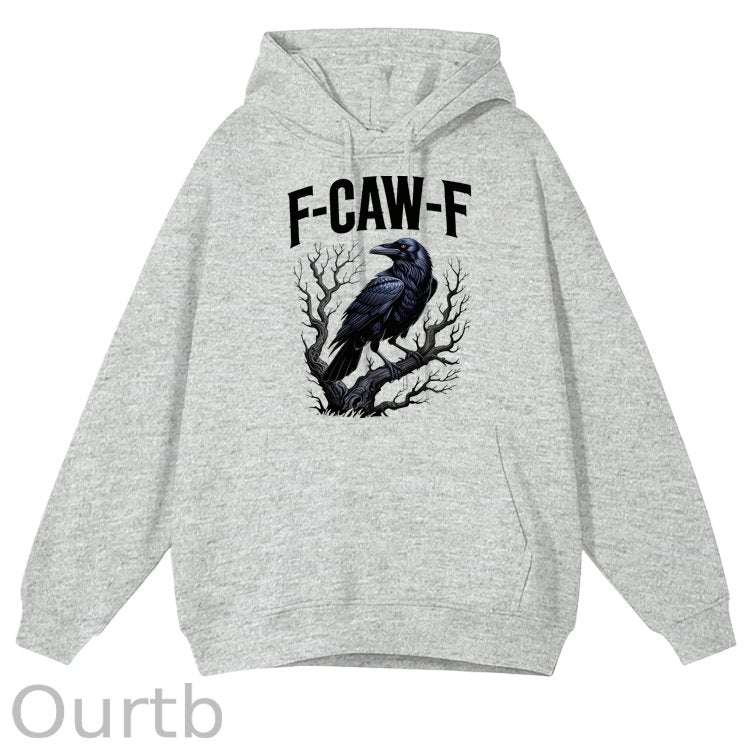 F-Caw-F Crow Cotton Fleece Hooded Sweatshirt