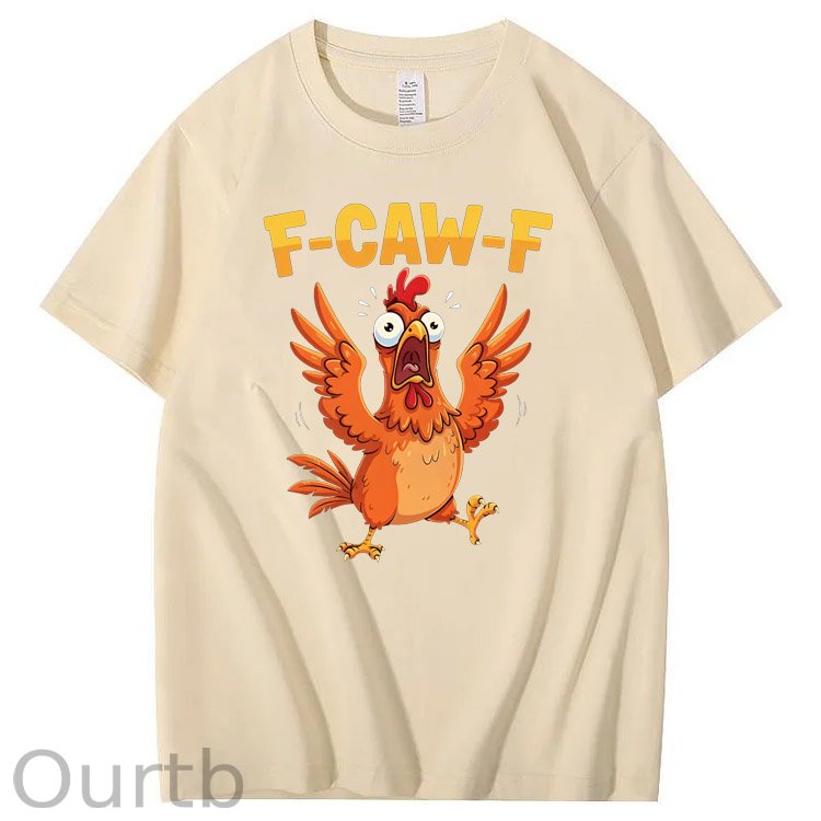 F-Caw-F Crazy Jumped Chicken Pattern100% Cotton T-Shirt