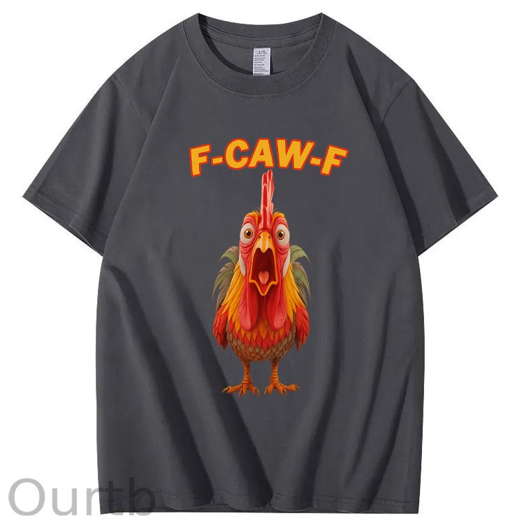 F-Caw-F Shocked Mouth Chicken Pattern100% Cotton T-Shirt