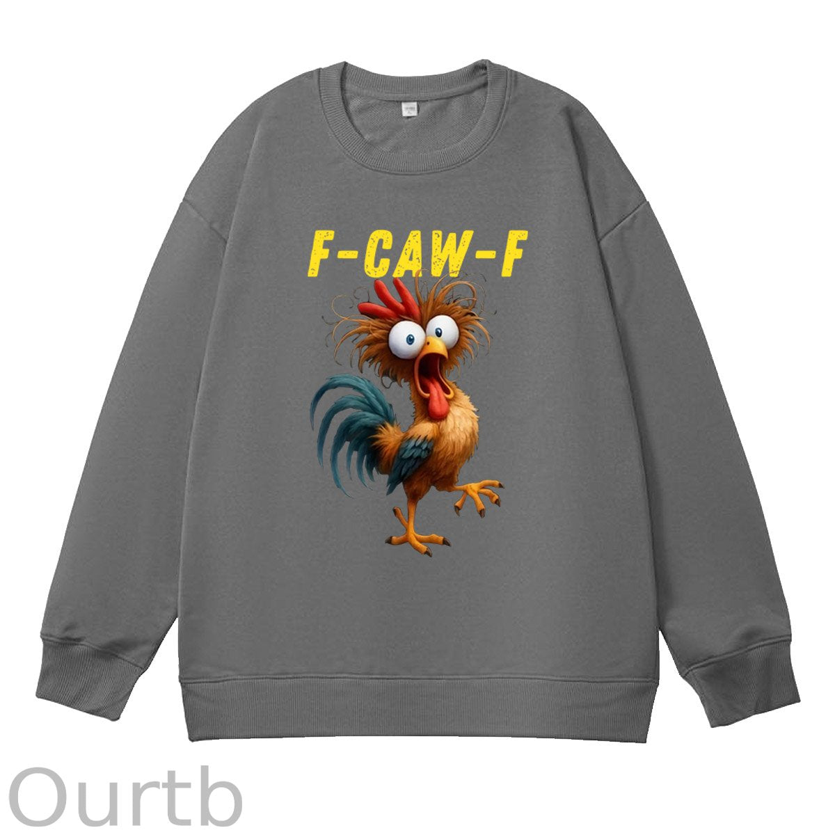 F-Caw-F Crazy Chicken Pattern 100% 300g CottonCrew Neck Sweatshirt
