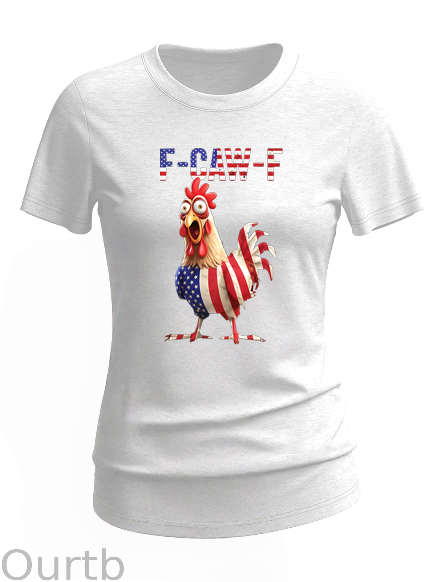 F-Caw-F Shocked American Chicken Pattern 100% Cotton T-Shirt