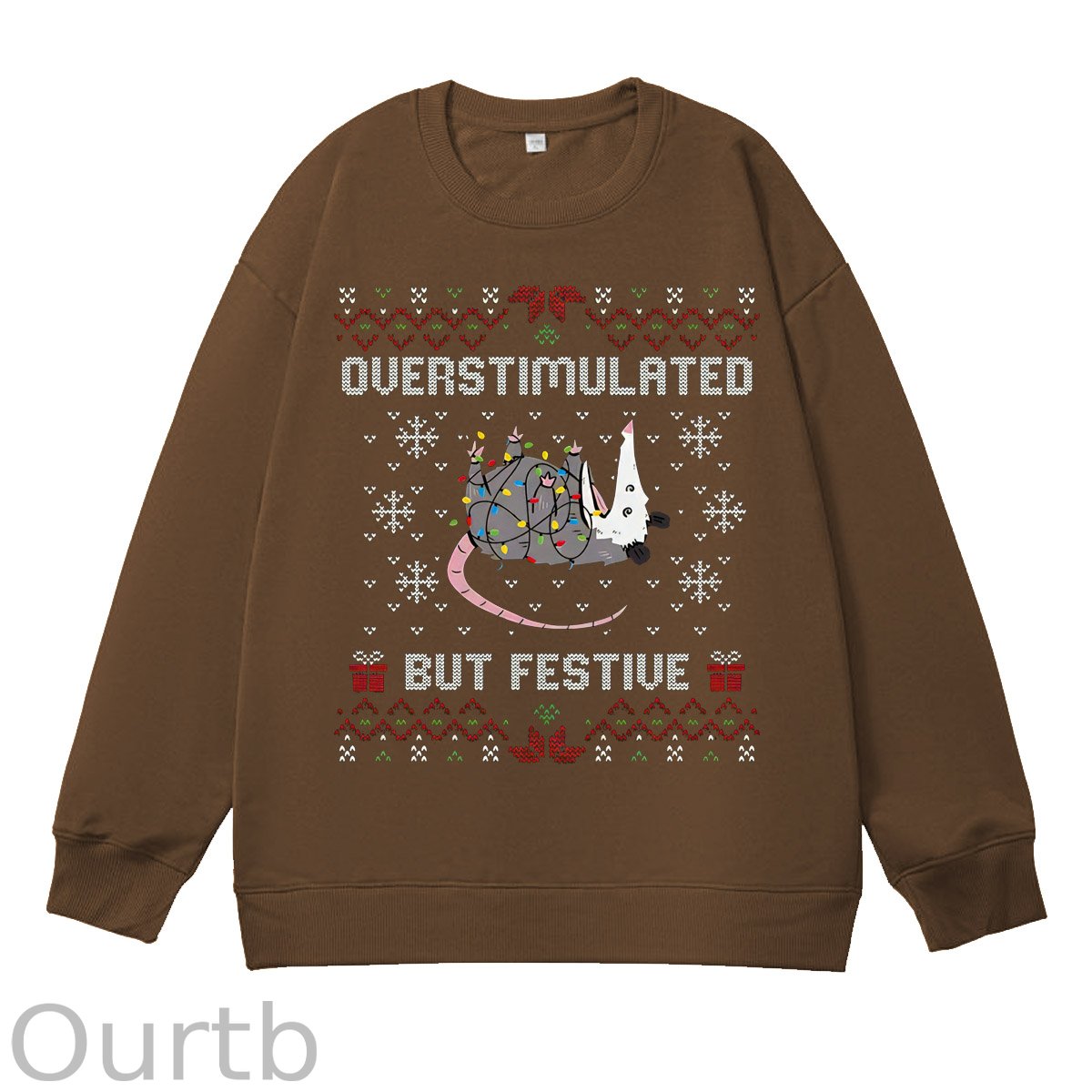 Christmas Overstimulated But Festive Ugly Holiday Pattern 100% 300g CottonCrew Neck Sweatshirt