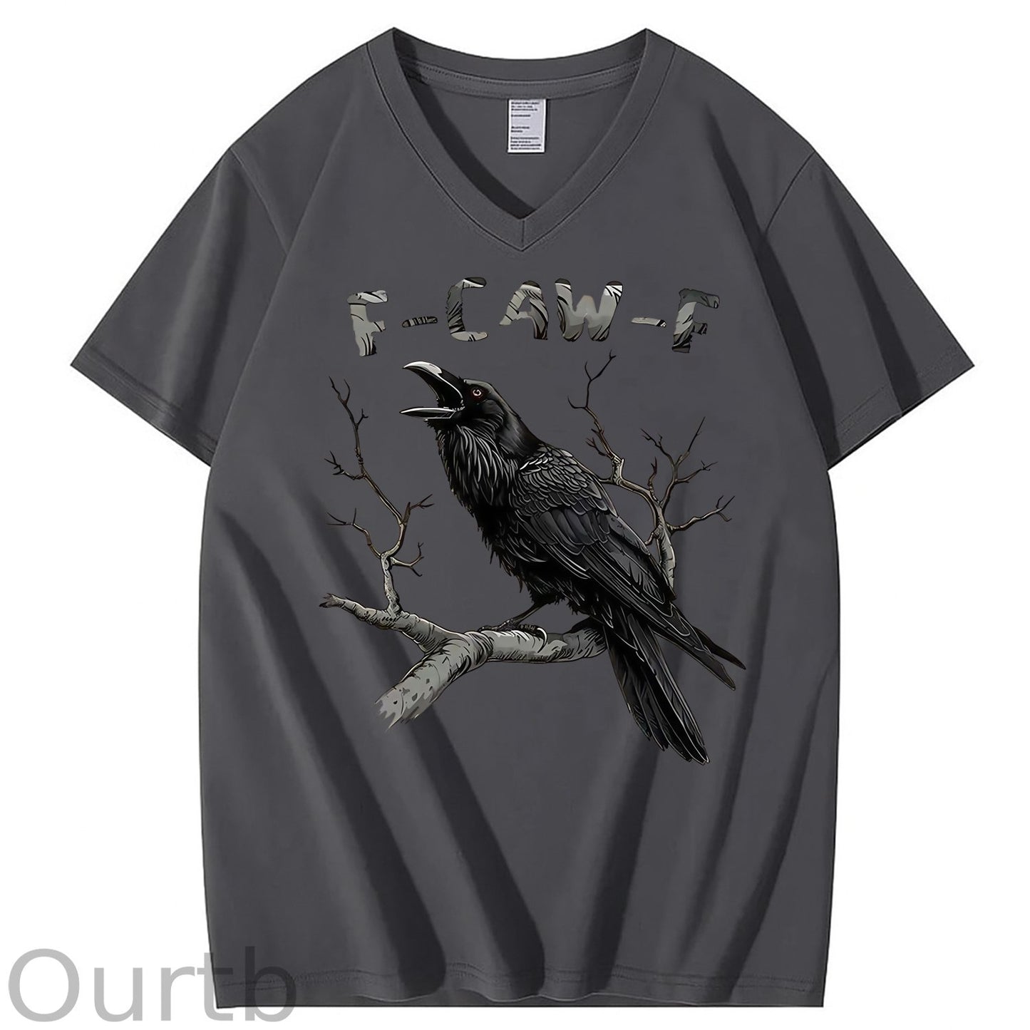 F-Caw-F Crow 100% Cotton V Neck T-Shirt
