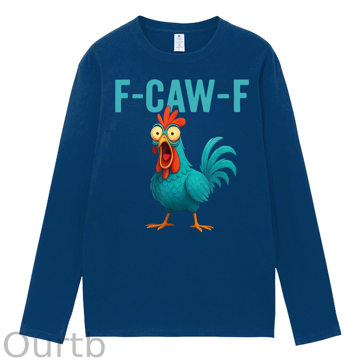 Funny Rooster Chicken F-Caw-F Chicken 100% Cotton Long Sleeve T-Shirt