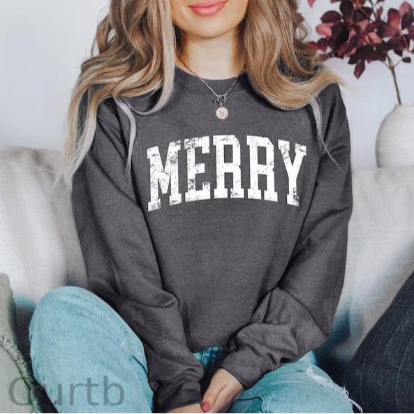 Retro Merry Christmas 100% Cotton Fleece Sweatshirt
