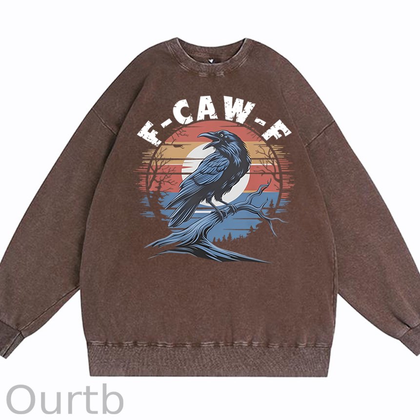 F-Caw-F Crow Cotton Washed Long Sleeve Sweatshirt/Shirt