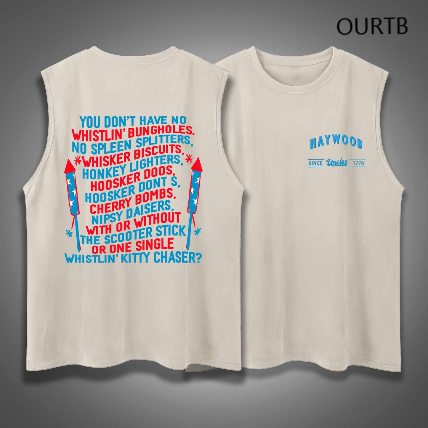 Haywood Uncle Since 1776 USA Independence Day Funny Adult Discomfort Art Print Cotton Sleeveless Tank Tops