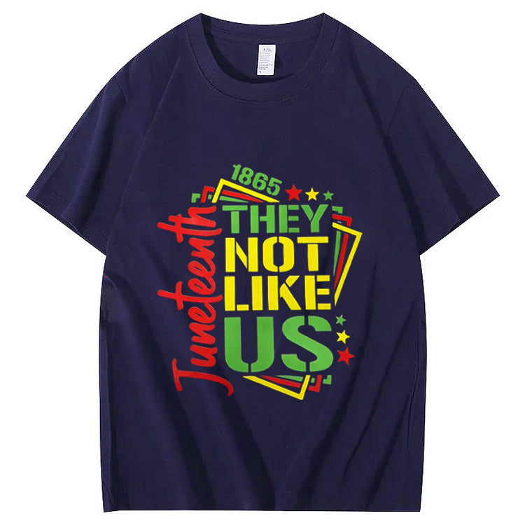 Juneteenth 1865 The Not Like USA Pattern Print 100%Cotton T-Shirt