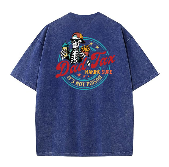 Dad Tax Washed And Distressed Pattern Crew Neck T-Shirt