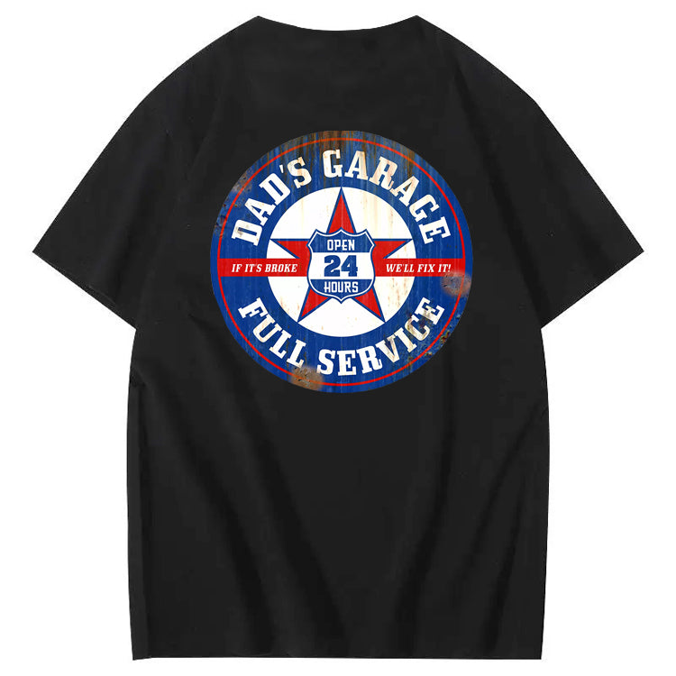 Dad's Garage Full Service If It's Broke We'll Fix It Printed Men's T-shirt