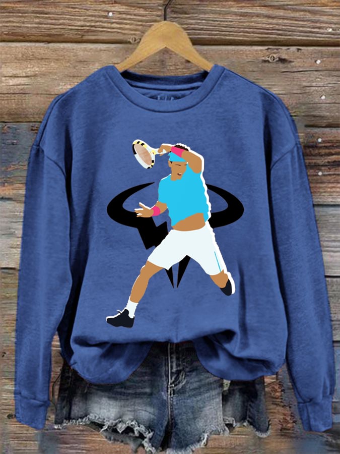 Women's Tennis Superstar Rafa Print Crew Neck Sweatshirt