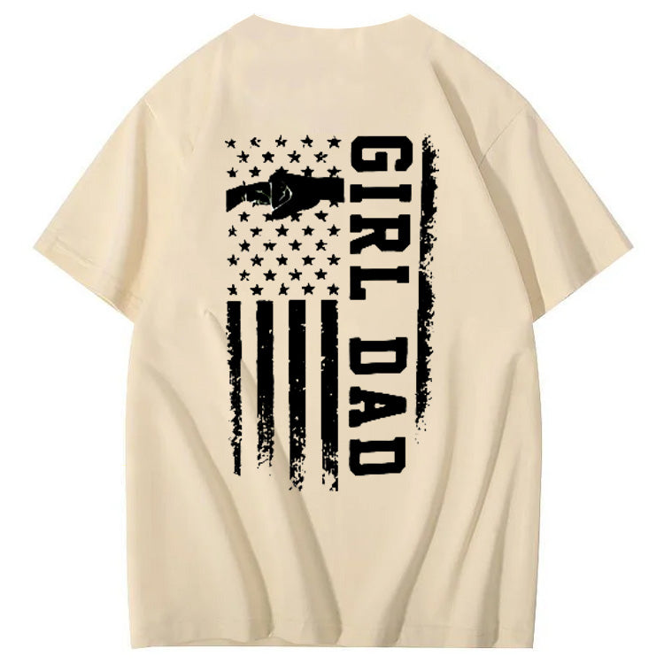 Girl Dad Pattern Print 100%Cotton T-Shirt