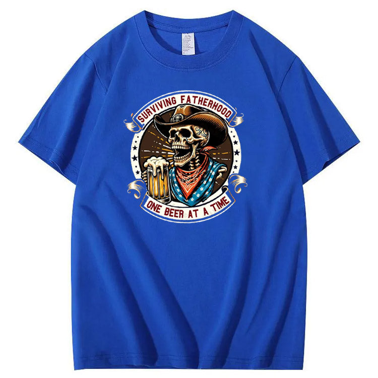 One Beer At A Time Pattern Print 100%Cotton T-Shirt