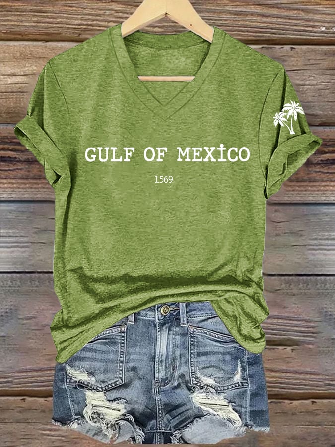 Women's Gulf Of Mexico Printed V Neck T-Shirt