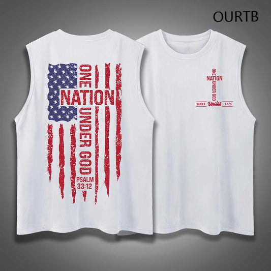Uncle Since 1776 One Nation Under God USA Independence Day Funny Adult Discomfort Art Print Cotton Sleeveless Tank Tops